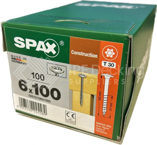 Spax WIROX 6.0 x 100mm x 100 box construction screw