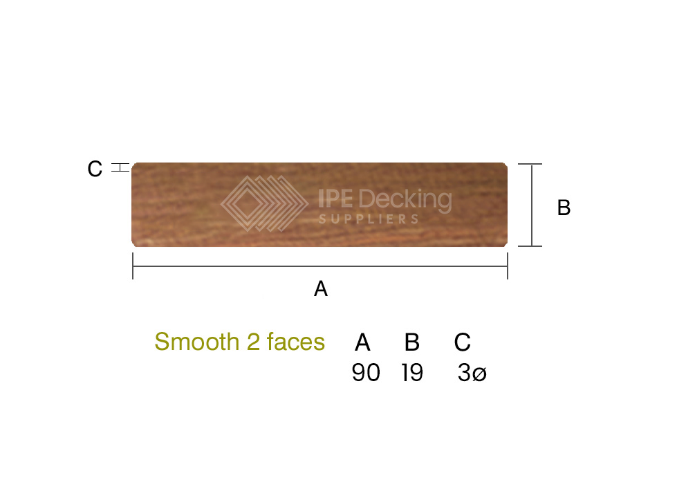 IPE 19 x 90mm Smooth 2 faces - 1st Grade - non FSC